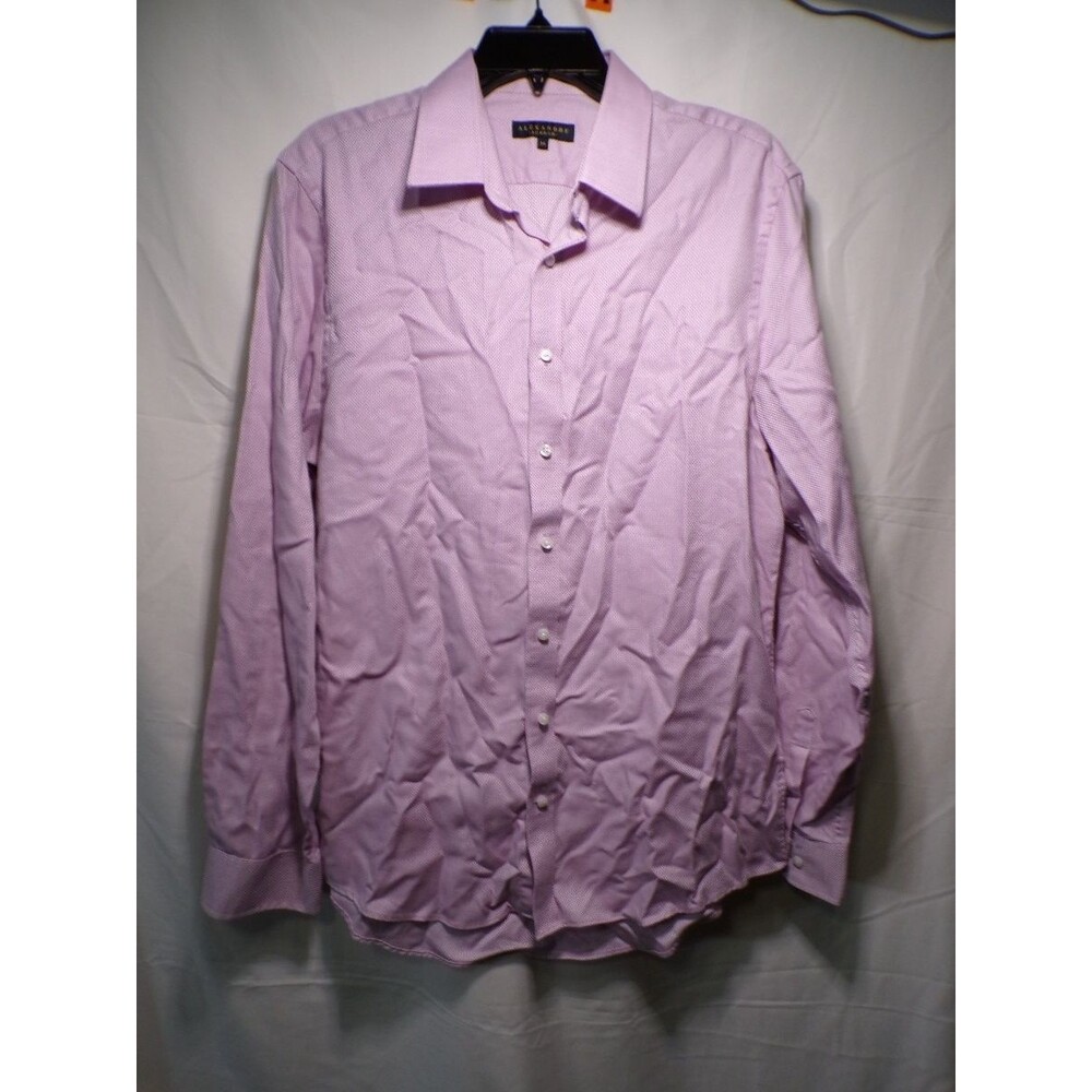 Mens Purple Dress Shirt Long Sleeve Button Front Textured Size 16